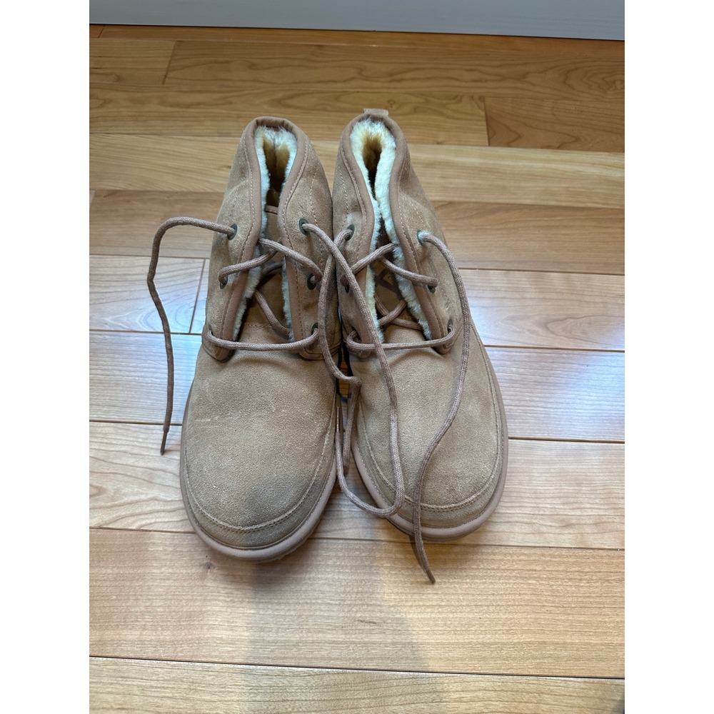 LL Bean Wicked Good Suede Shearling Lined Chukka Boots Tan Brown Lace Up NEW - Picture 8 of 12